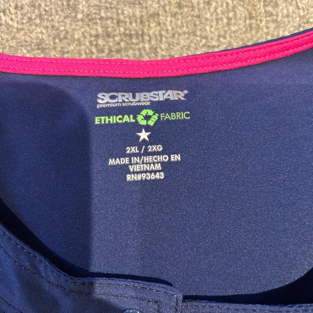 Scrubstar Premium Navy Scrub Jacket with Pink Accent